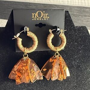 Noir Jewelry Gold Tone and Orange Earrings